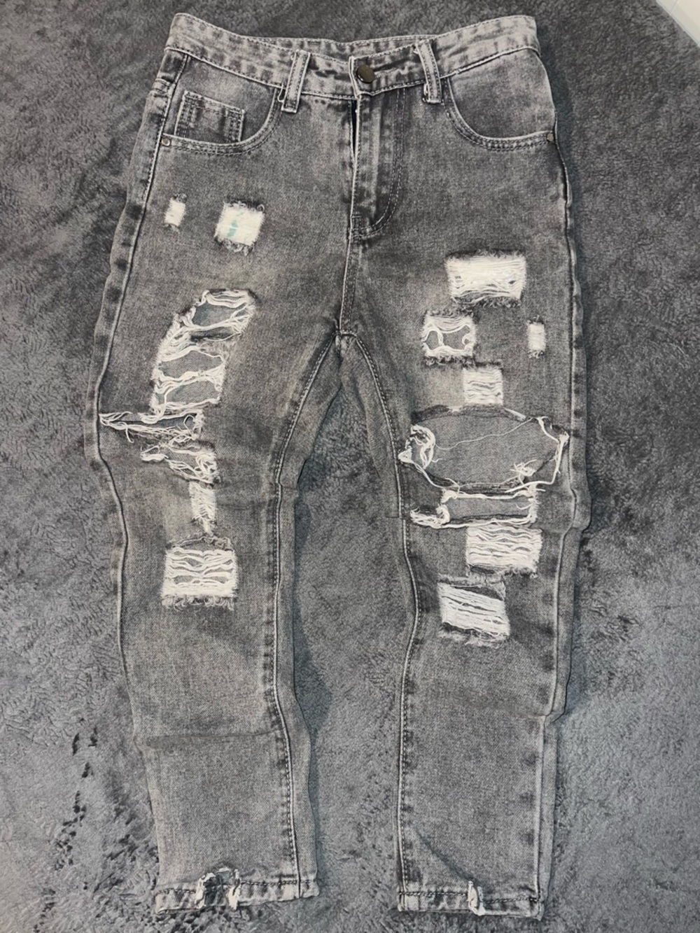 Slim Fit Distressed Gray Kids Jeans